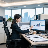 一位职业女性分析师在办公室工作