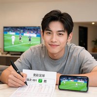 一位男性竞彩玩家，表情自信